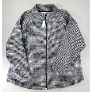 T by Talbots Bird's Eye Mockneck Full-Zip Fleece Athletic Jacket Women's 3X Plus